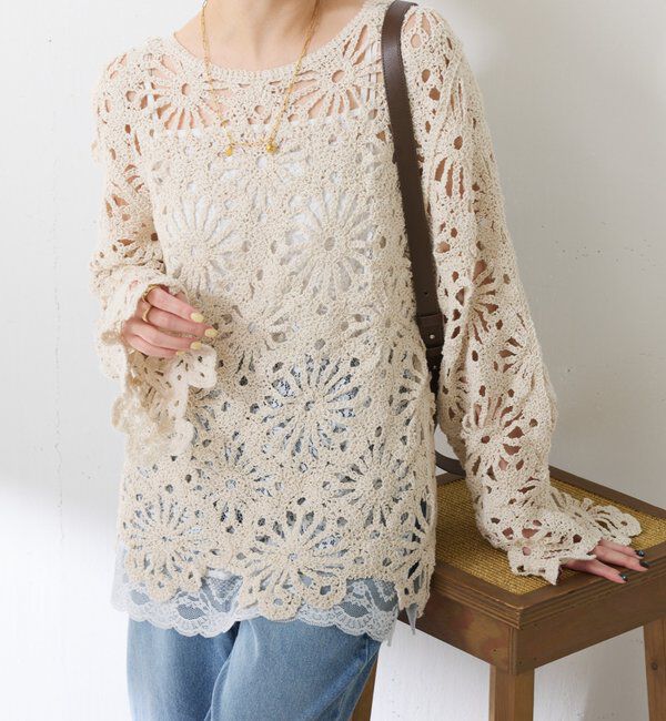  「フラワー柄クロシェニット」|ニット・セーター|