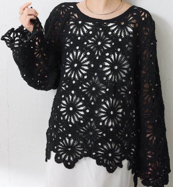  「フラワー柄クロシェニット」|ニット・セーター|