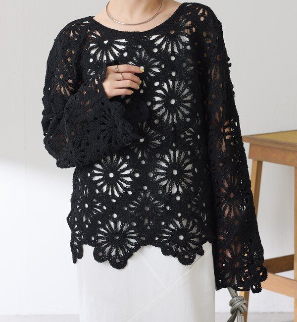  「フラワー柄クロシェニット」|ニット・セーター|