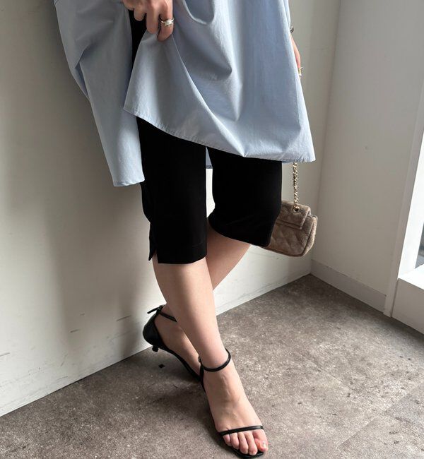  「ツイルストレッチカプリパンツ」|チノ|ブラック