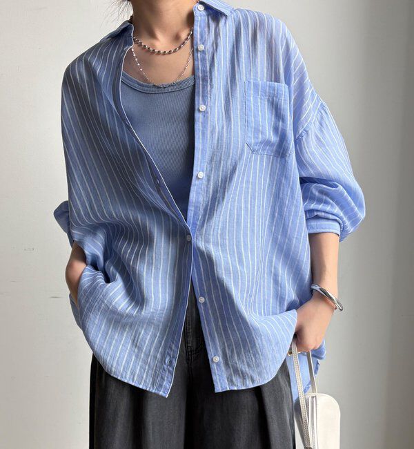  「マルチWAYストライプシャツ」|シャツ・ブラウス|ブルー