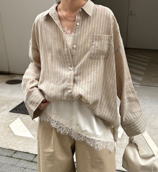  「マルチWAYストライプシャツ」|シャツ・ブラウス|カーキ