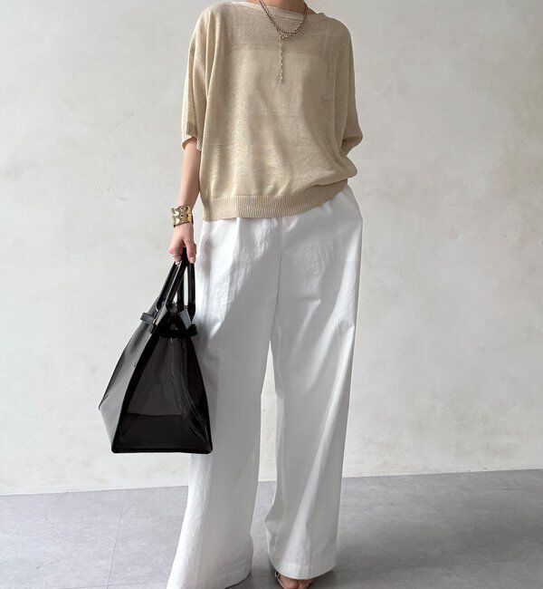  「【WEB限定】ボートネック肩ボタンワイドプルオーバー」|ニット・セーター|