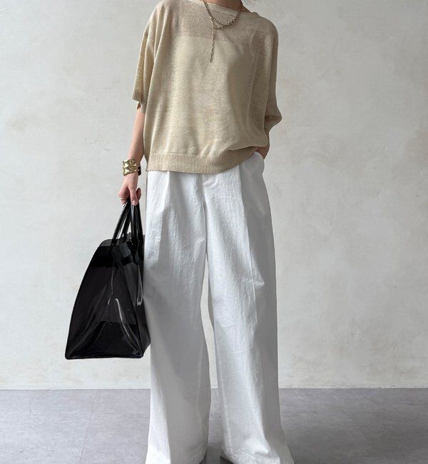  「【WEB限定】ボートネック肩ボタンワイドプルオーバー」|ニット・セーター|