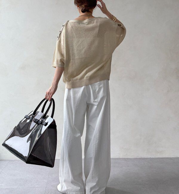  「【WEB限定】ボートネック肩ボタンワイドプルオーバー」|ニット・セーター|