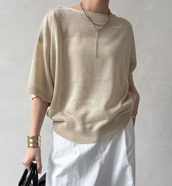  「【WEB限定】ボートネック肩ボタンワイドプルオーバー」|ニット・セーター|