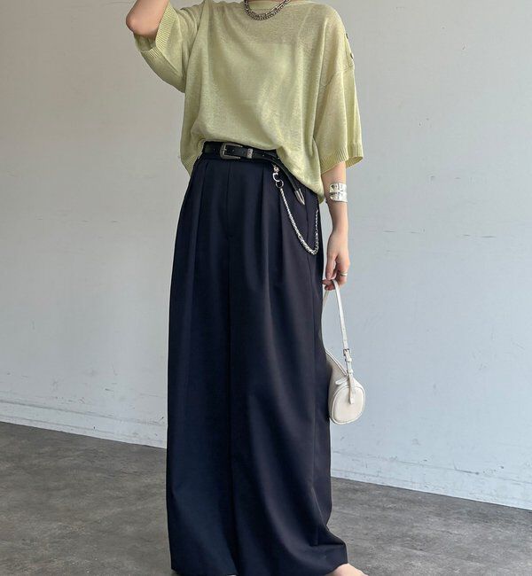  「【WEB限定】ボートネック肩ボタンワイドプルオーバー」|ニット・セーター|