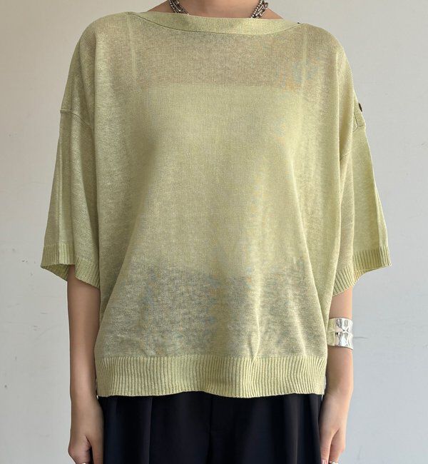  「【WEB限定】ボートネック肩ボタンワイドプルオーバー」|ニット・セーター|