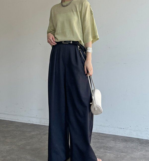  「【WEB限定】ボートネック肩ボタンワイドプルオーバー」|ニット・セーター|