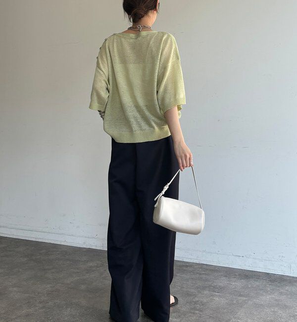  「【WEB限定】ボートネック肩ボタンワイドプルオーバー」|ニット・セーター|