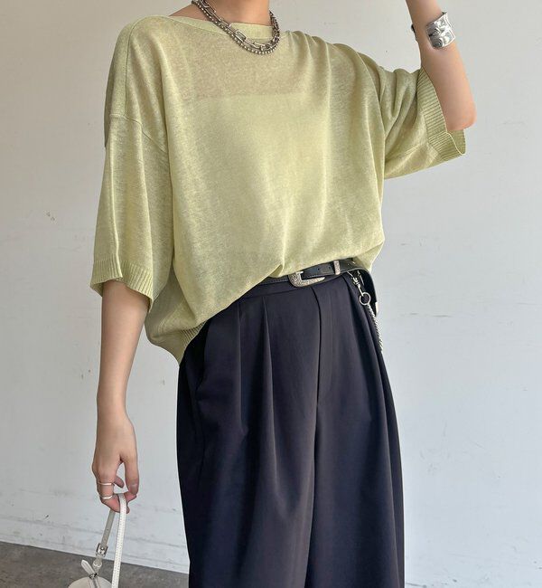  「【WEB限定】ボートネック肩ボタンワイドプルオーバー」|ニット・セーター|