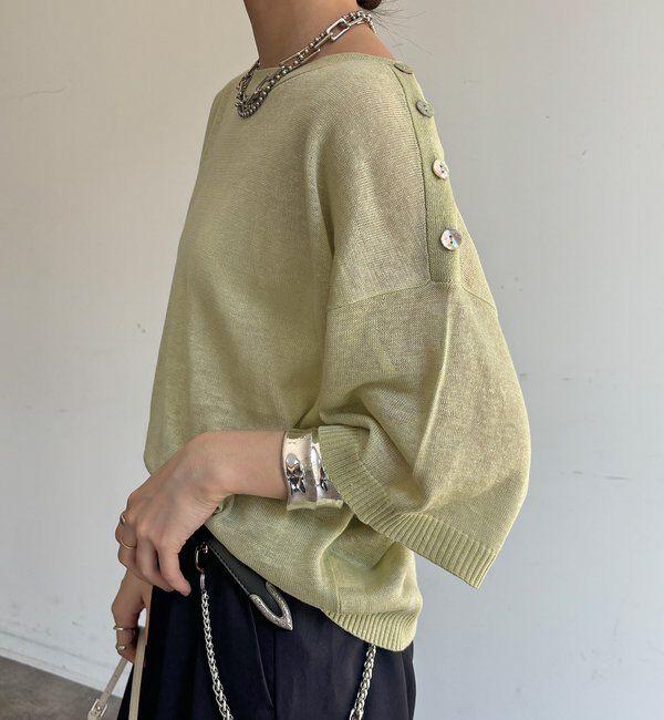  「【WEB限定】ボートネック肩ボタンワイドプルオーバー」|ニット・セーター|