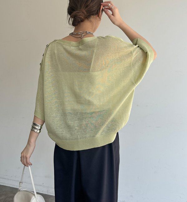  「【WEB限定】ボートネック肩ボタンワイドプルオーバー」|ニット・セーター|