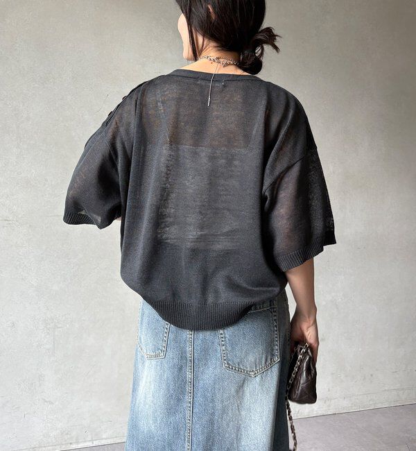  「【WEB限定】ボートネック肩ボタンワイドプルオーバー」|ニット・セーター|