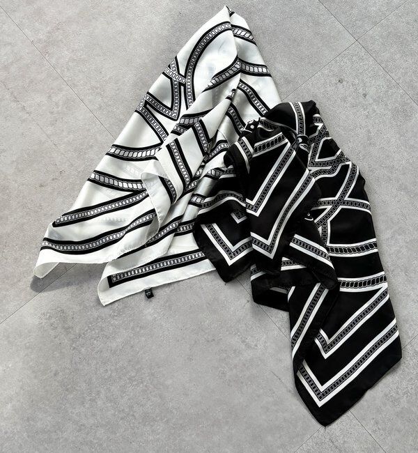  「【WEB限定】チェーン柄スカーフ」|マフラー|ブラック