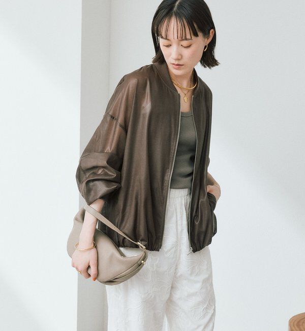  「予約【ほどよい抜け感】グロッシーシアーブルゾン」|ブルゾン・スタジャン|