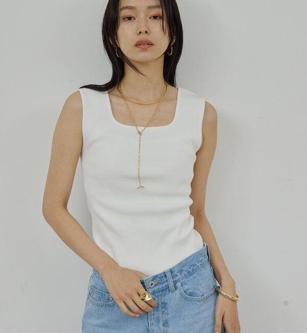  「スクエアネックタンク」|ニット・セーター|ホワイト