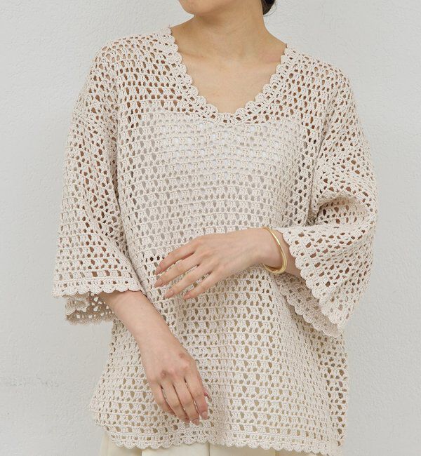  「【HERITANOVUM】コットンペーパークロシェットプルオーバー」|ニット・セーター|