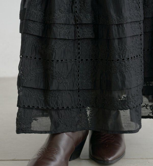  「パネルレースギャザースカート」|スカート|