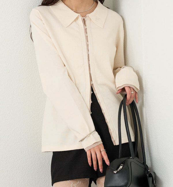  「長袖ポロニット」|カーディガン|