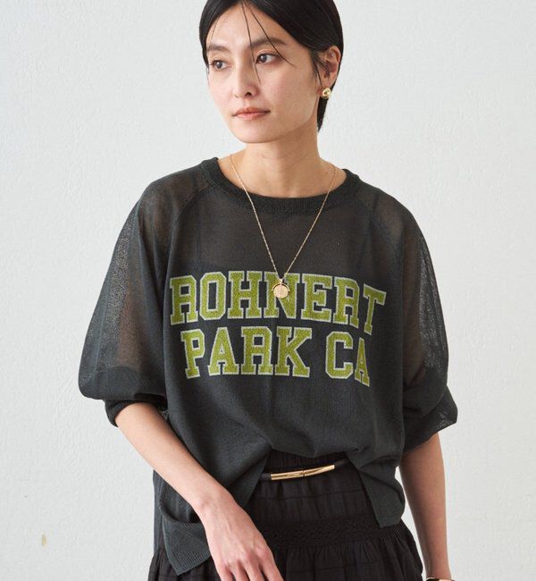  「シアーカレッジロゴプリントニット」|ニット・セーター|