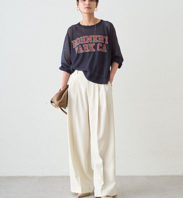  「シアーカレッジロゴプリントニット」|ニット・セーター|