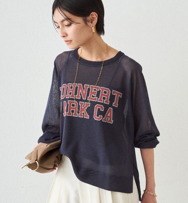  「シアーカレッジロゴプリントニット」|ニット・セーター|