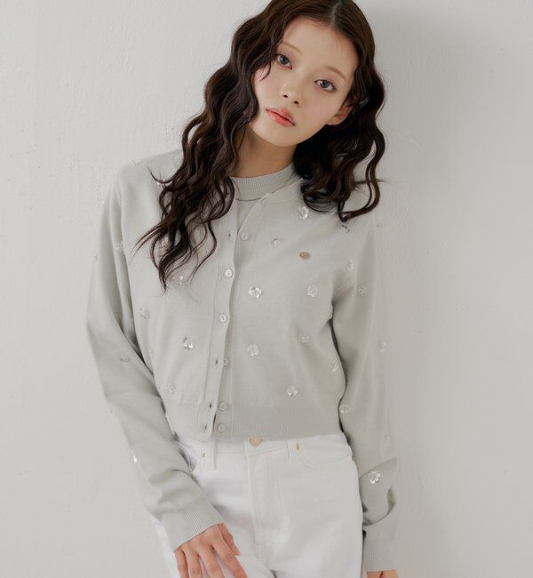  「【SALON by Chico】フラワービーズアンサンブルカーディガンセット」|カーディガン|