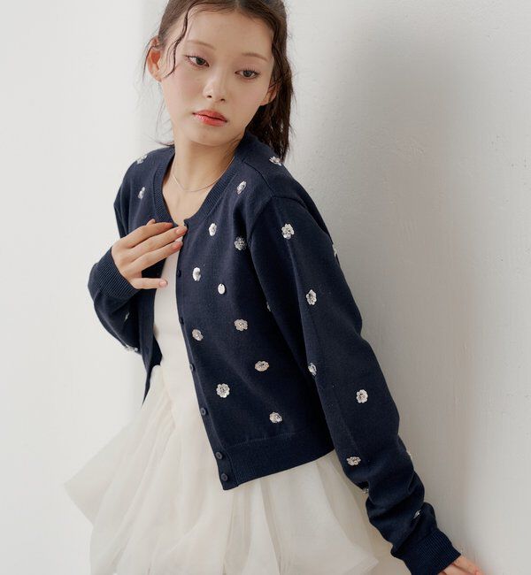  「【SALON by Chico】フラワービーズアンサンブルカーディガンセット」|カーディガン|