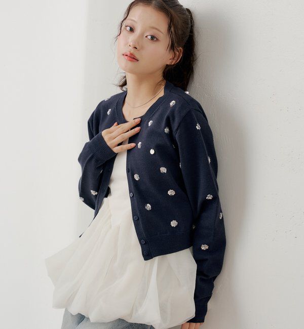  「【SALON by Chico】フラワービーズアンサンブルカーディガンセット」|カーディガン|