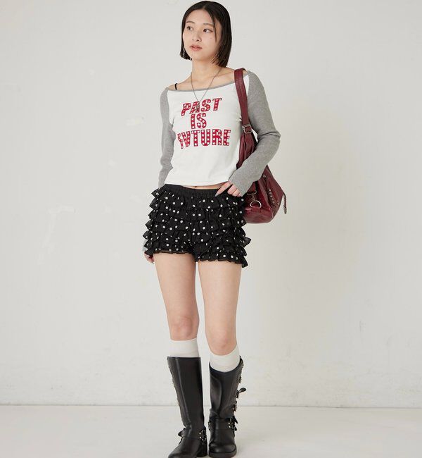  「スタースタッズラグランロゴトップス」|Tシャツ・カットソー|