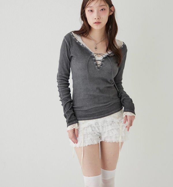  「プロセストレースアップトップス」|Tシャツ・カットソー|