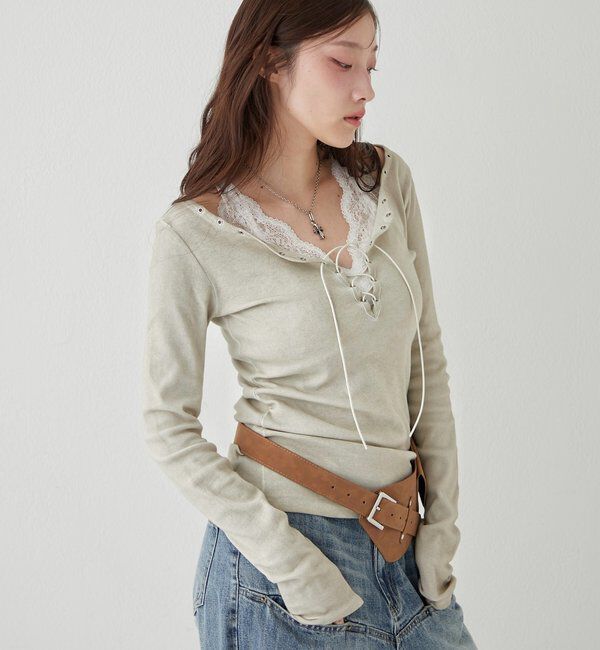  「プロセストレースアップトップス」|Tシャツ・カットソー|