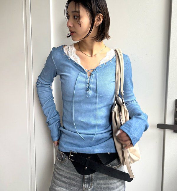  「プロセストレースアップトップス」|Tシャツ・カットソー|