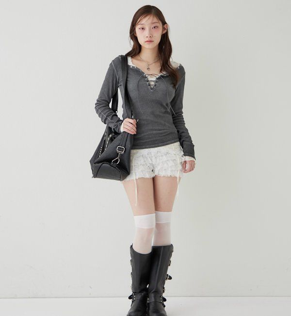  「プロセストレースアップトップス」|Tシャツ・カットソー|