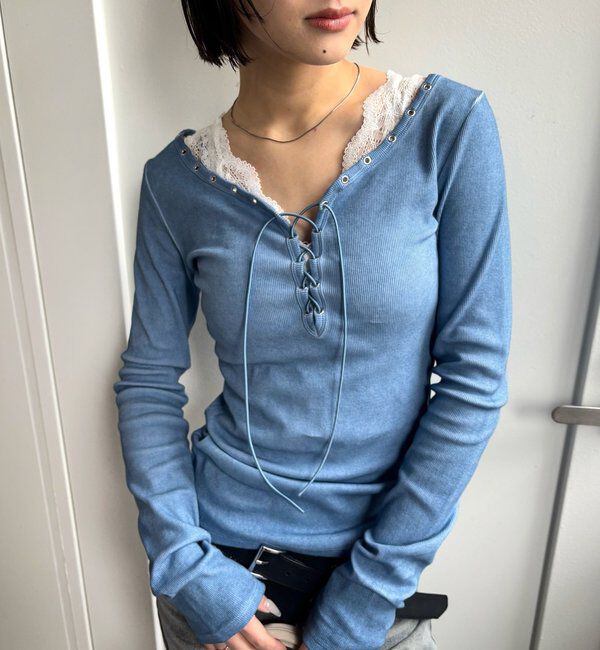  「プロセストレースアップトップス」|Tシャツ・カットソー|