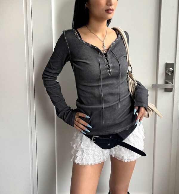  「プロセストレースアップトップス」|Tシャツ・カットソー|