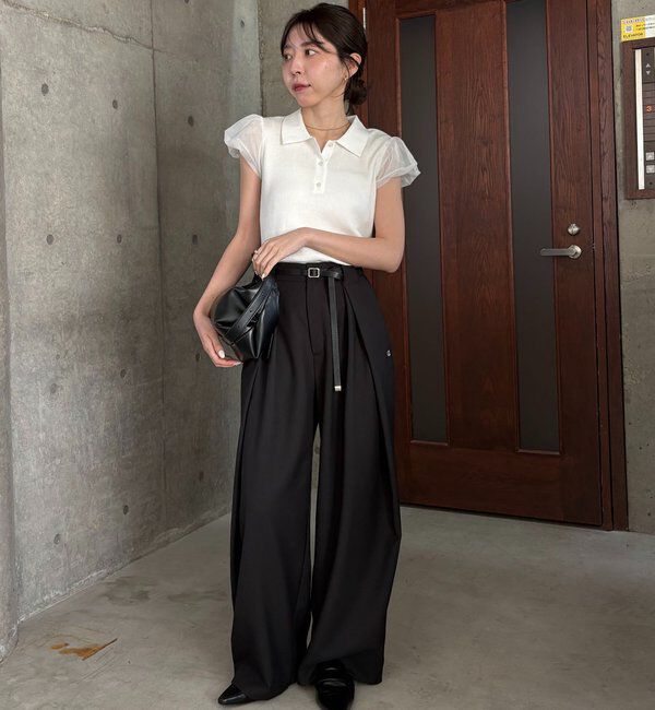  「ミニバルーンスリーブポロニット」|ニット・セーター|