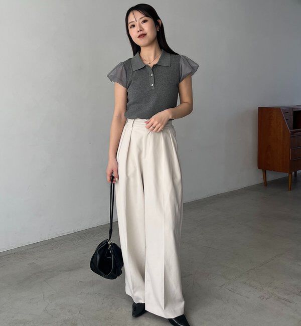  「ミニバルーンスリーブポロニット」|ニット・セーター|