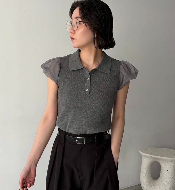  「ミニバルーンスリーブポロニット」|ニット・セーター|