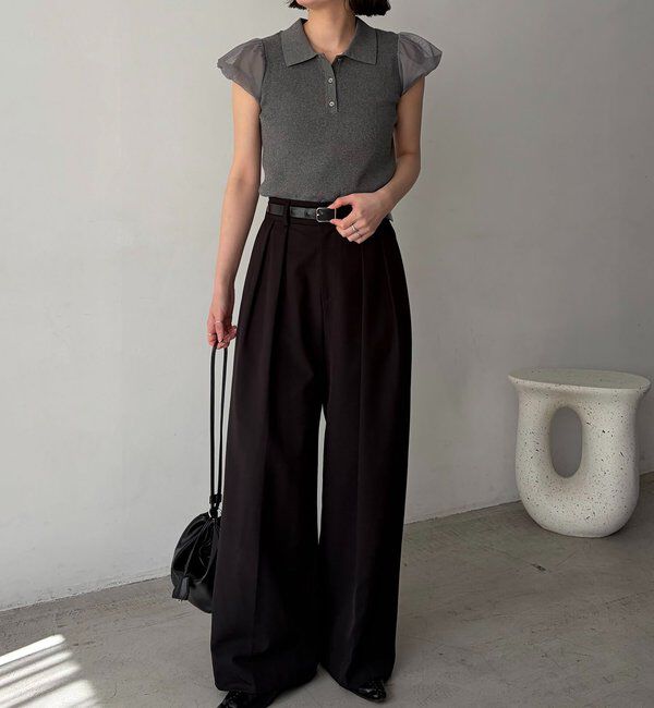  「ミニバルーンスリーブポロニット」|ニット・セーター|