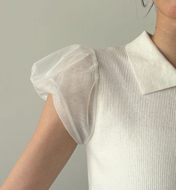  「ミニバルーンスリーブポロニット」|ニット・セーター|