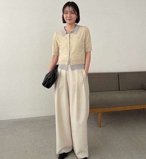  「半袖レイヤードポロニットカーディガン」|カーディガン|