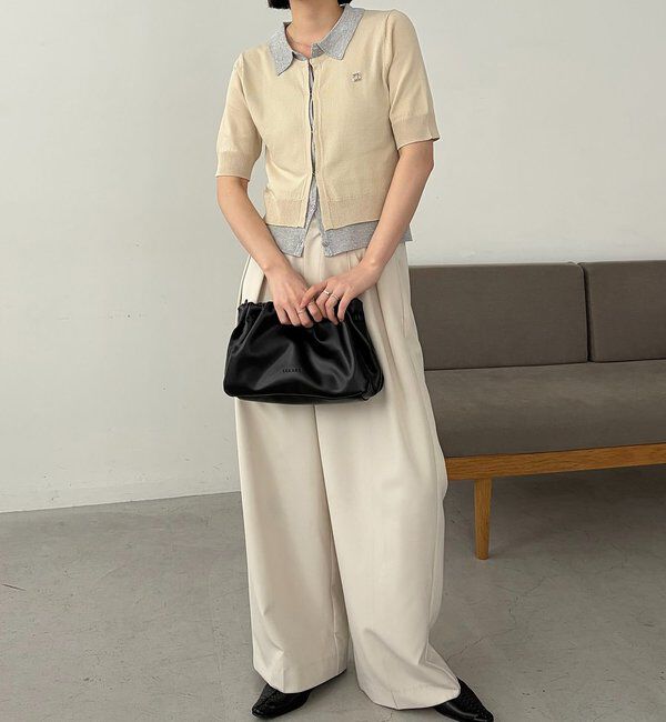  「半袖レイヤードポロニットカーディガン」|カーディガン|