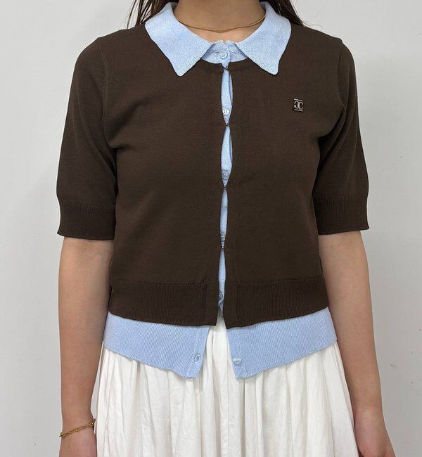  「半袖レイヤードポロニットカーディガン」|カーディガン|