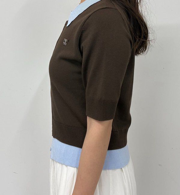  「半袖レイヤードポロニットカーディガン」|カーディガン|