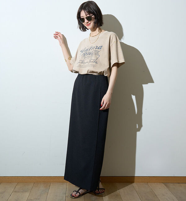 Rouge vif「【接触冷感/UVカット/防しわ】リネンライクストレッチピンタックタイトスカート」|スカート|