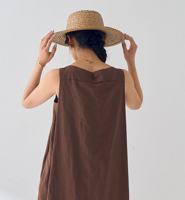 Rouge vif「麻混ノースリーブ 後ろタックワンピース」|ワンピース|