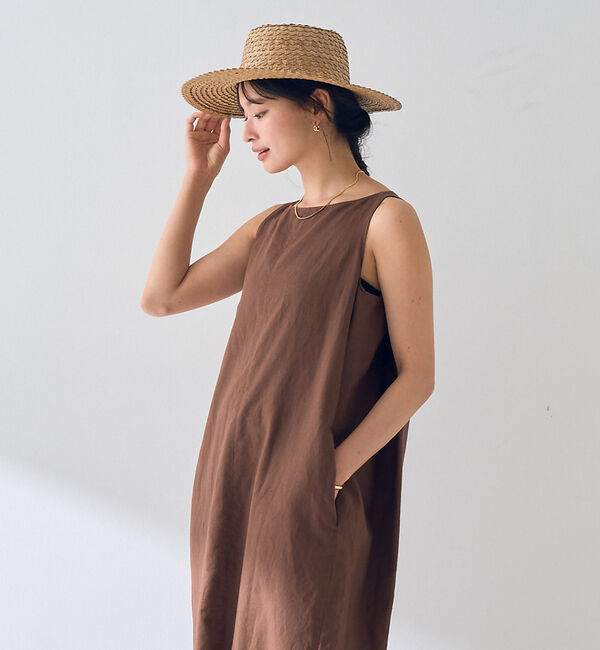 Rouge vif「麻混ノースリーブ 後ろタックワンピース」|ワンピース|