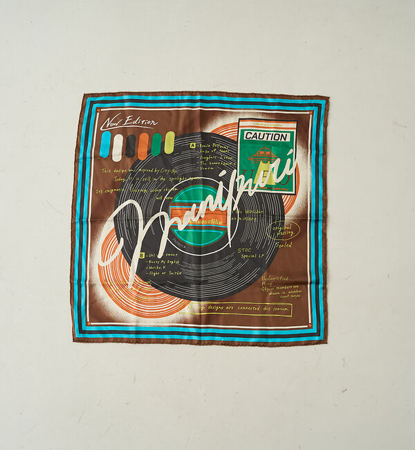 Rouge vif「【manipuri/マニプリ】レコード柄シルクスカーフ 65&times;65」|バンダナ・スカーフ|